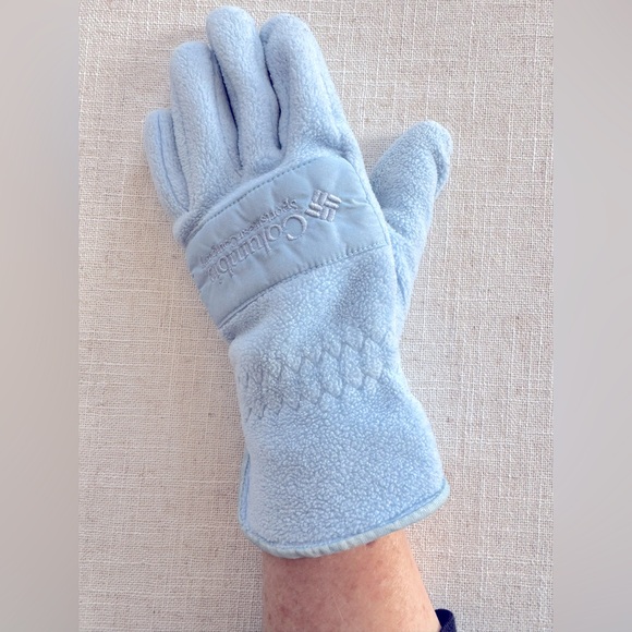 Columbia Fleece Gloves Baby Blue Mittens Womens Medium Powder Pastel Ski Snow - Picture 4 of 7